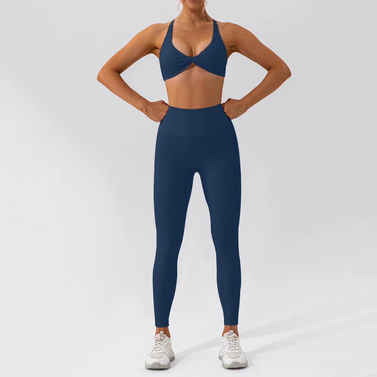 2-Piece Yoga Set – Long Sleeve Sports Top & High-Waist Leggings