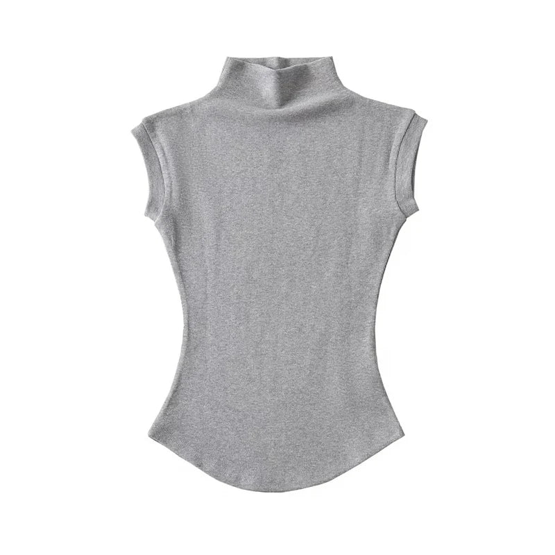 Turtleneck Sleeveless Top – Slim Fit