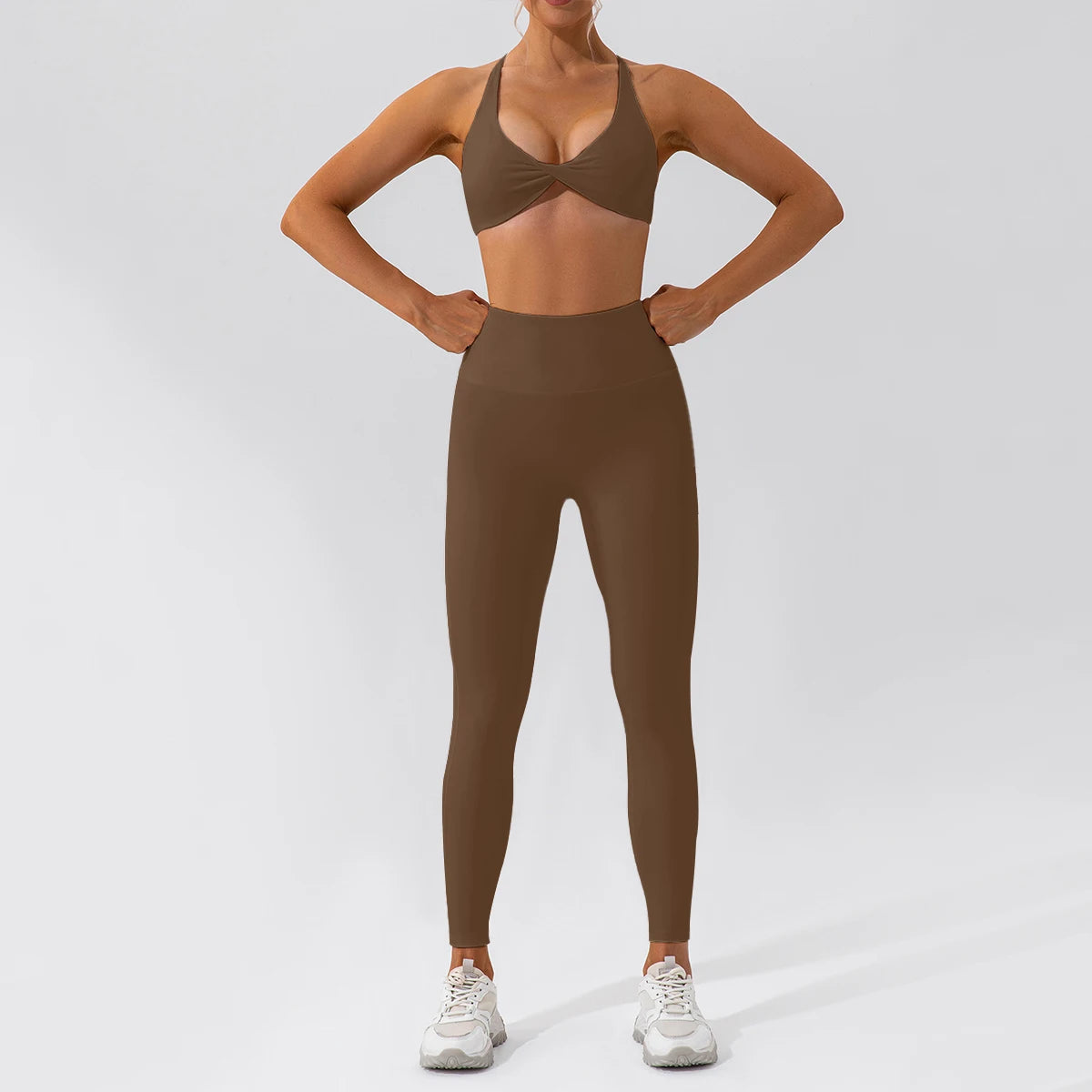 2-Piece Yoga Set – Long Sleeve Sports Top & High-Waist Leggings