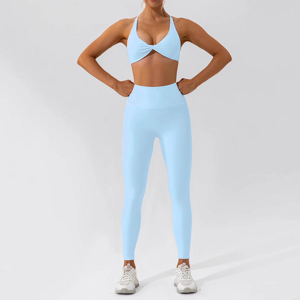 2-Piece Yoga Set – Long Sleeve Sports Top & High-Waist Leggings