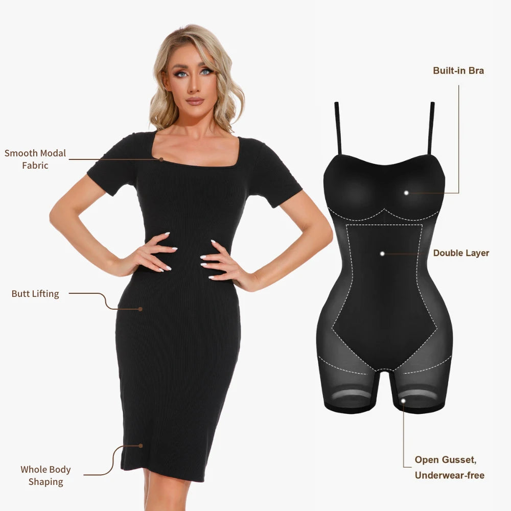 Women's Sculpting Shapewear Dress – Full Body Shaper with Built-In Bra