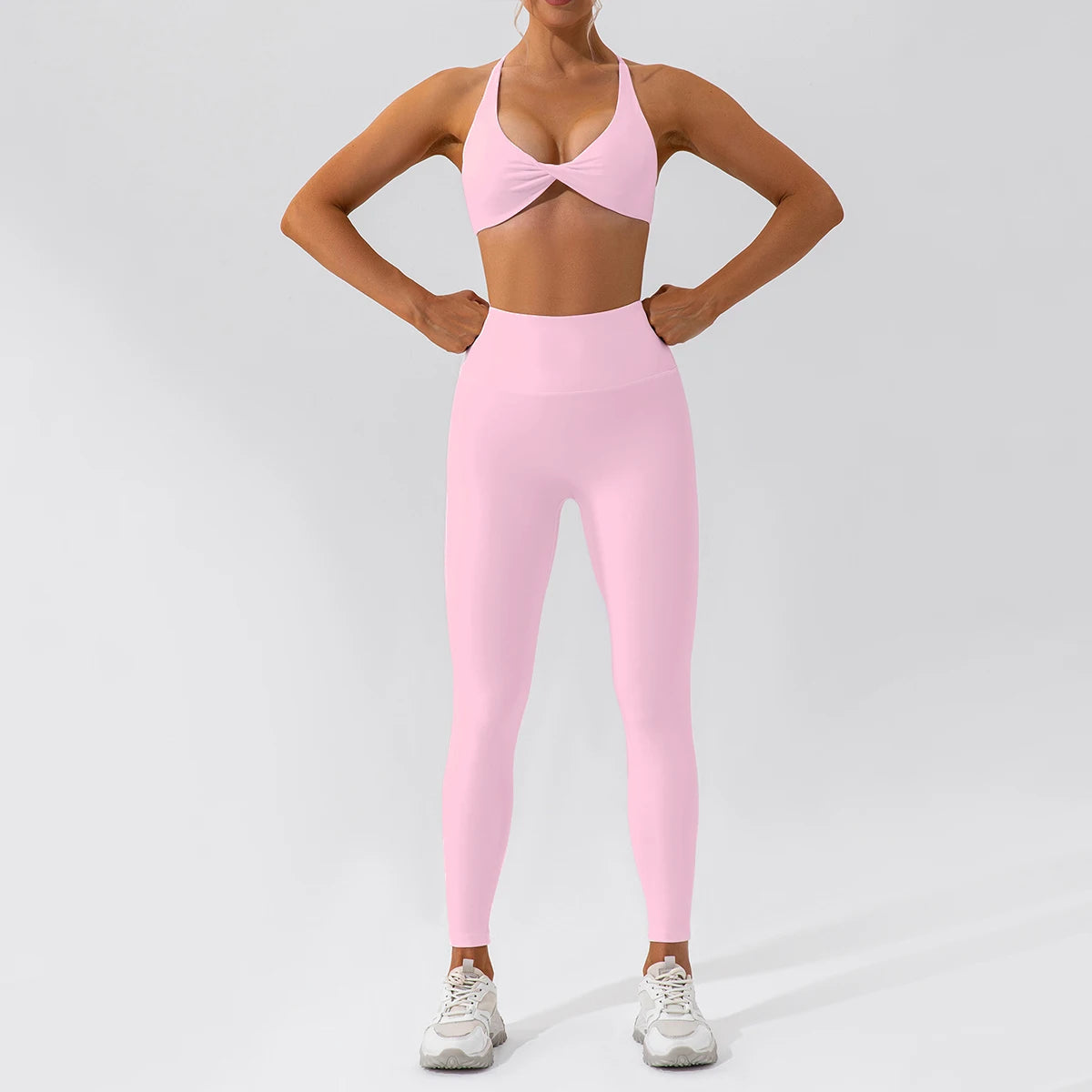 2-Piece Yoga Set – Long Sleeve Sports Top & High-Waist Leggings