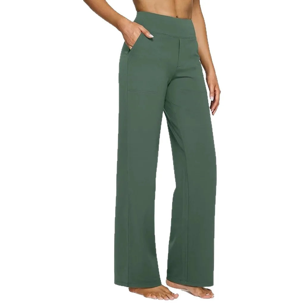 Yoga Pants Women Wide Leg Pants with Pockets High Waist Stretch Dress Casual Sweatpants Petite/Regular/Tall