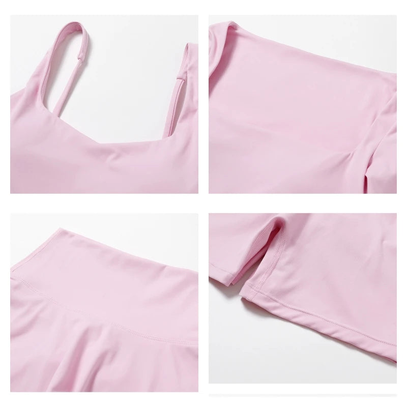 2-Piece Yoga Set – Long Sleeve Sports Top & High-Waist Leggings