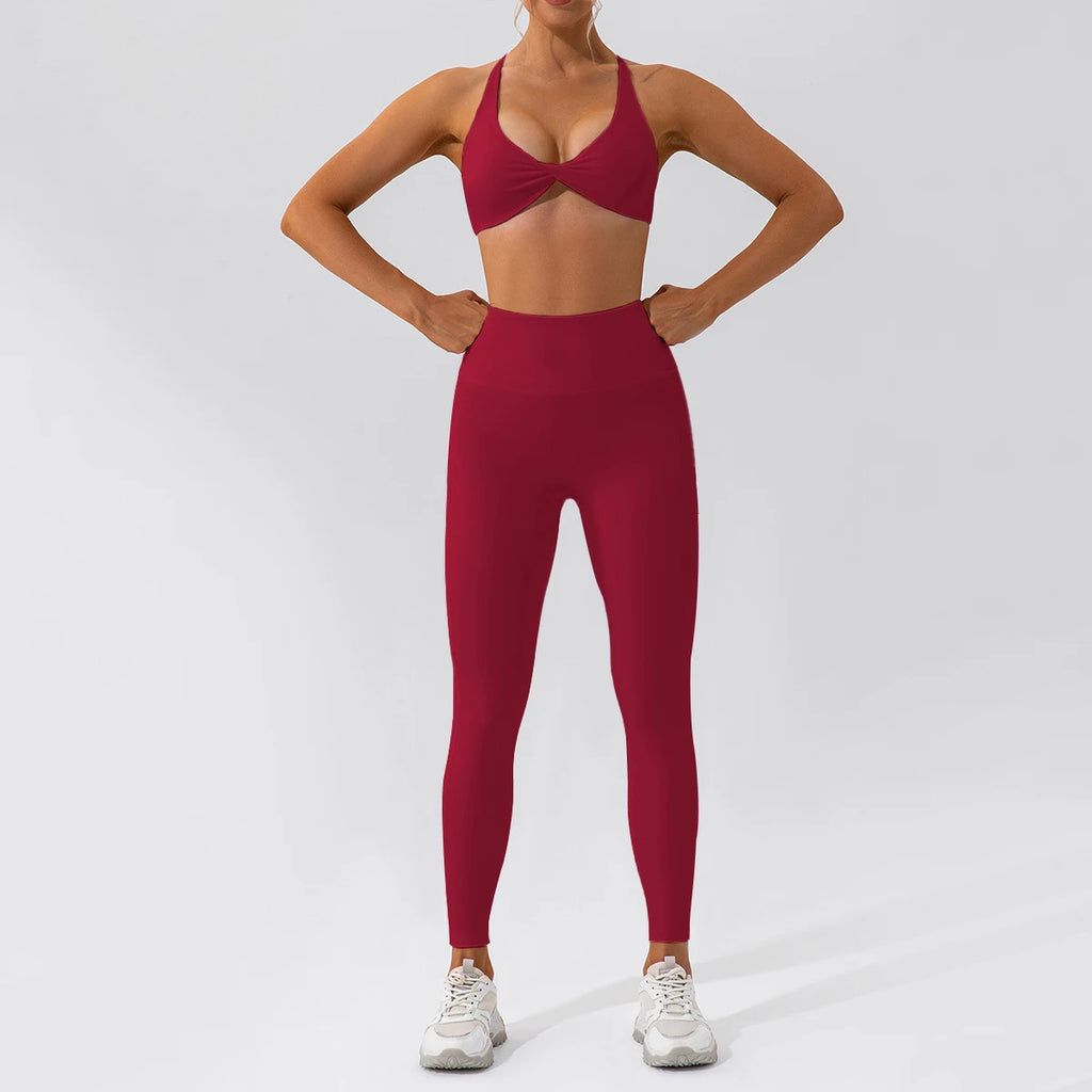 2-Piece Yoga Set – Long Sleeve Sports Top & High-Waist Leggings
