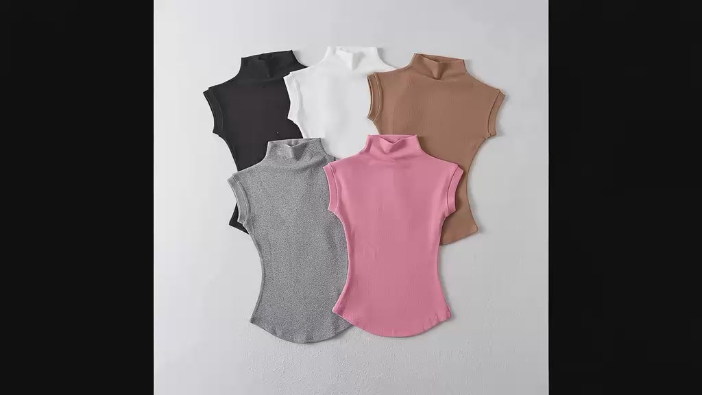 Turtleneck Sleeveless Top – Slim Fit
