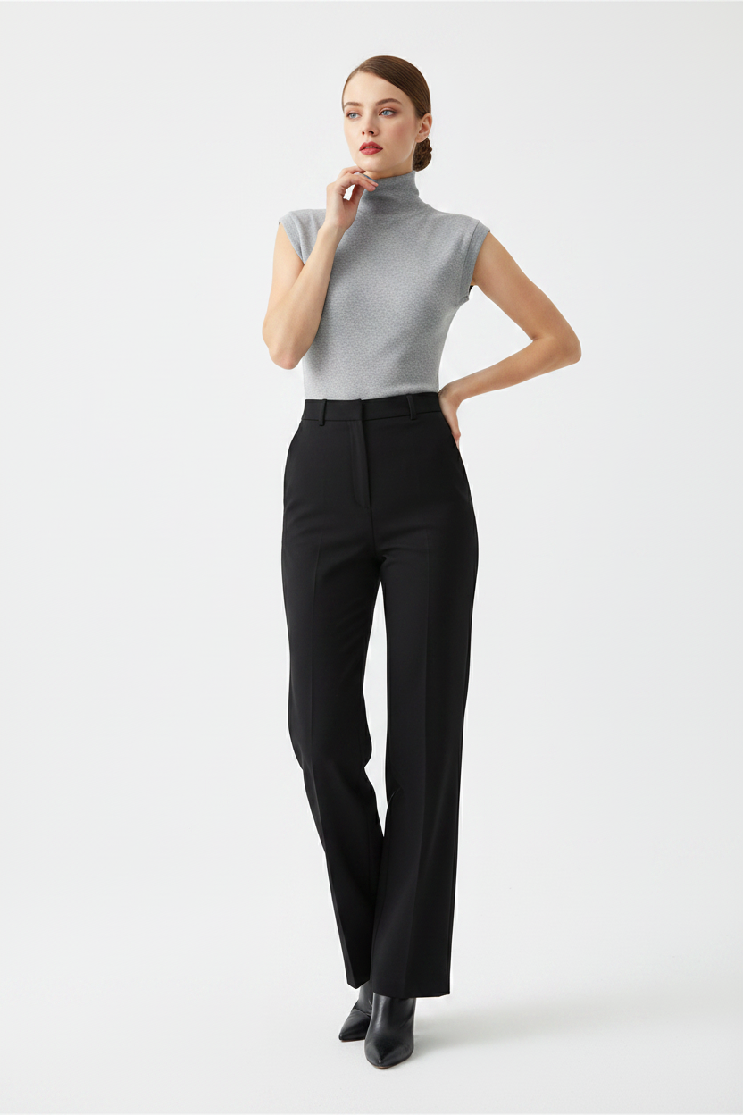Top turtleneck gris sur une femme