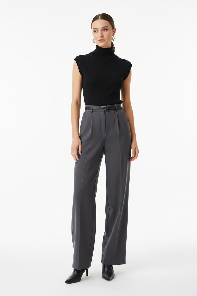Top turtleneck noir sur une femme