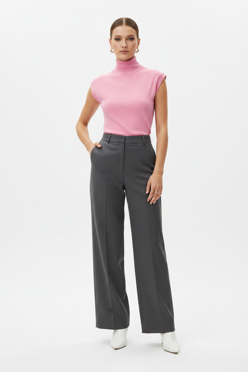Top turtleneck rose sur une femme